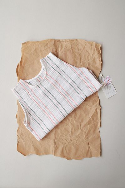 Oh La La Koala For Little Ones Orange-Green Striped Muslin Undershirt