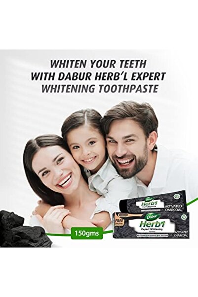 Dabur Herbal Activated Charcoal Toothpaste 10x20g | For Expert Teeth Whitening & Stain Removal |