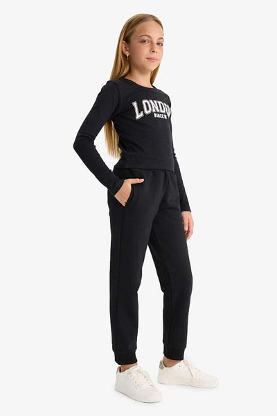 DeFacto New Season Girls' Standard Fit Basic Plain Elastic Waist School Jogger Sweatpants