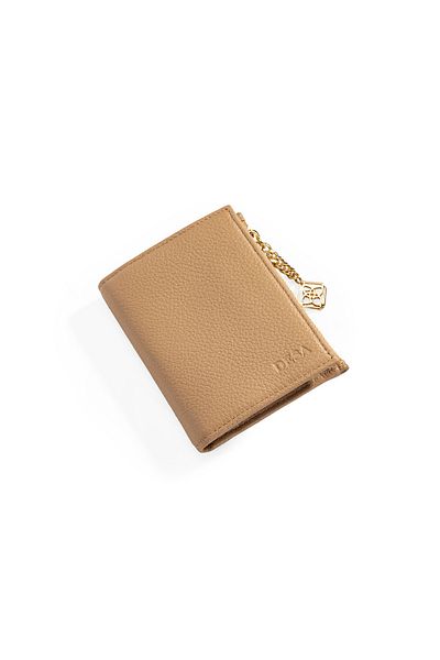 Desa Women's Beige Chain Detailed Leather Wallet