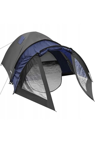 SERSIMO 4-person camping tent with entrance, waterproof 3000 mm, 450x210x150 cm, black and blue