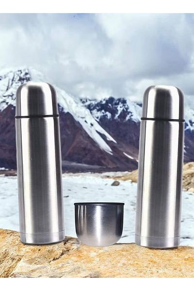 Primo Plus 1L Water Bottle, Vacuum Insulated Flask with Double Wall, Silver