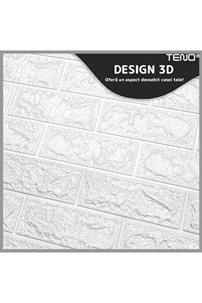 Teno Set Tapet Caramida 3D Teno51, suprafata acoperire 5.3 mp, 70x77 cm, alb