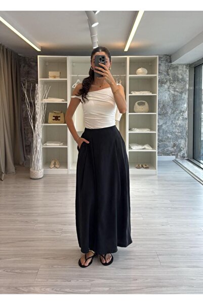 LUUNA STORE ΦΟΥΣΤΑ ΑΠΟ ΥΦΑΣΜΑ MODAL ΜΕ ΕΦΕΦΤΙΑ ΠΑΝΤΕΛΟΝΙΟΥ - ΜΑΥΡΟ