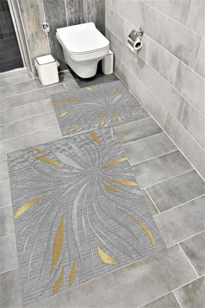 Bordo Halı Set de covoare de baie cu imprimare digitală, rezistentă la apă, c...