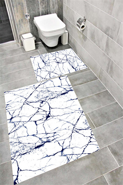 Bordo Halı Set de covoare de baie cu imprimare digitală, rezistentă la apă, c...