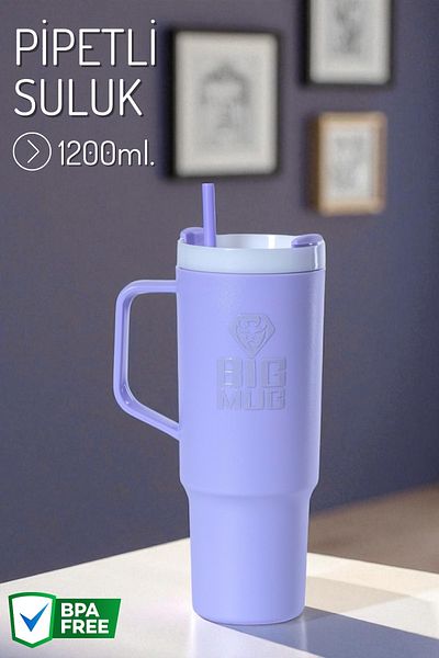 Nandy Home Large Size Water Bottle with Handle and Straw 1200ml.