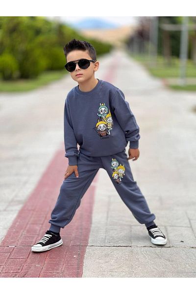 KGN GİYİM Boy's 3 Threads Unsharped Bottom Top Set