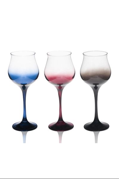 PRATİKOBA Footed Amber Blue Red Cup Royaleks-Sgm08388