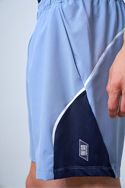 SPORTEMPT Kontrast Panelli Erkek Spor Şort - Mavi