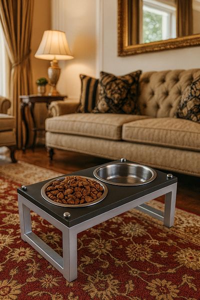 Okay Healthy Eating Stand for Cats and Dogs, Stainless Steel Stylish Design and Non-Slip Feet