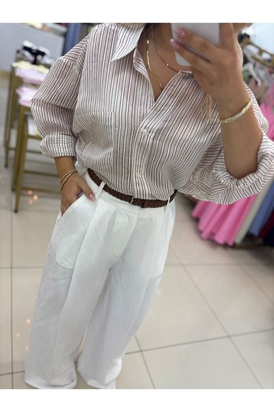 LİSAA BUTİK Women's White Belted Premium Pants