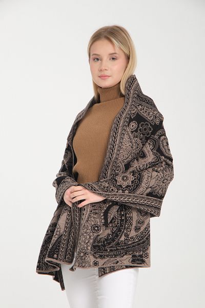 T Crazy T-Crazy Knitwear Ethnic Pattern Winter Knitwear Shawl, Double-Layer and Double-Sided Knitwear Knitted Shoulder Shawl