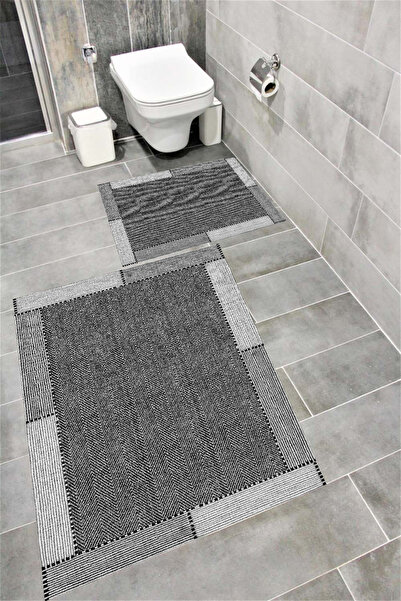 Bordo Halı Set de covoare de baie cu imprimare digitală, rezistentă la apă, c...