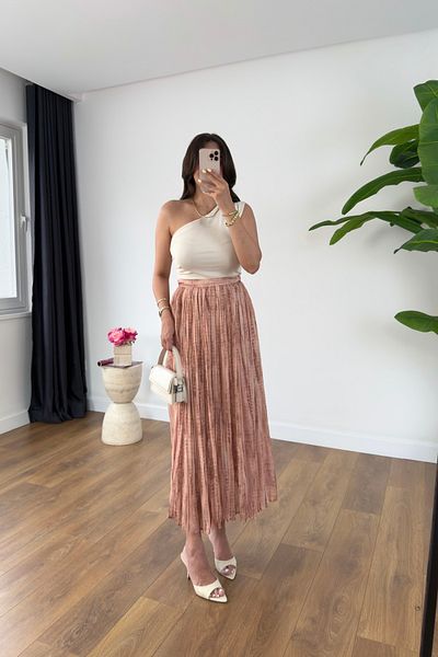 BİRCANÇİL Benkas Powder Patterned Lined Skirt