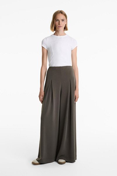 Oysho Wide-leg pleated trousers with soft-touch modal