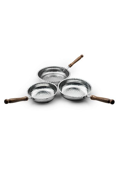 ANTEPSEPETİ Aluminum Wooden Handle 3-Piece Pan Set
