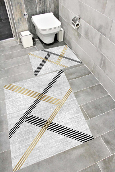 Home Water Resistant Digital Printed Bath Mat Set with Non-Slip Base
