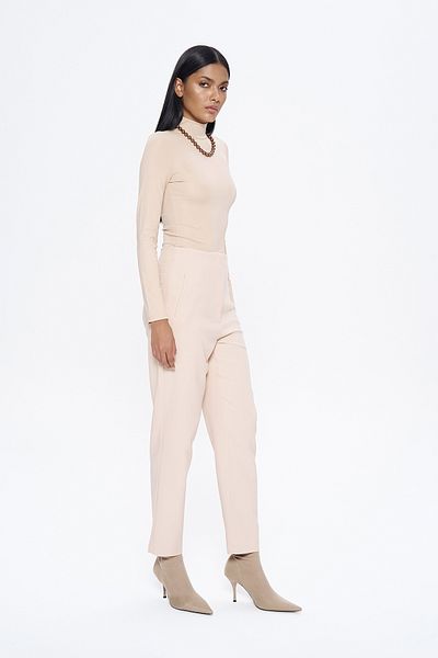 Quzu Pins Detailed Trousers Light Beige