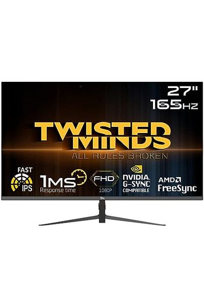 Twisted Minds Gaming Monitor, 27 inch, Full HD, 1920 x 1080, 1ms Response Time, 165Hz Refresh Rate,