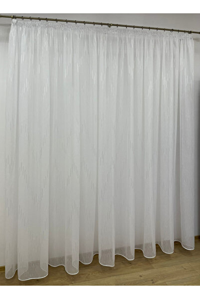 Liz Line Perdea brodata mecanic, cu rejansa, alba, "Joc de linii" by Liz Line PD057