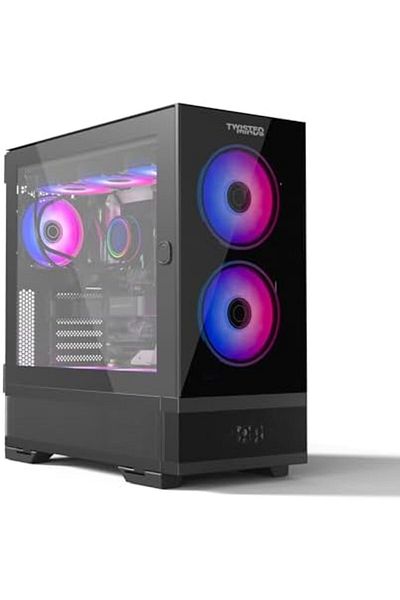 Twisted Minds Simple White Computer Case by Twisted Minds with Tempered Glass Panels, ARGB Fans, and Comprehensive