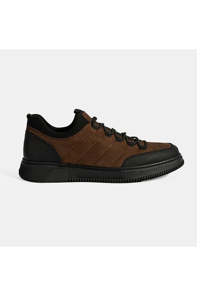 Desa Men's Brown Lace-Up Nubuck Leather Casual Shoes
