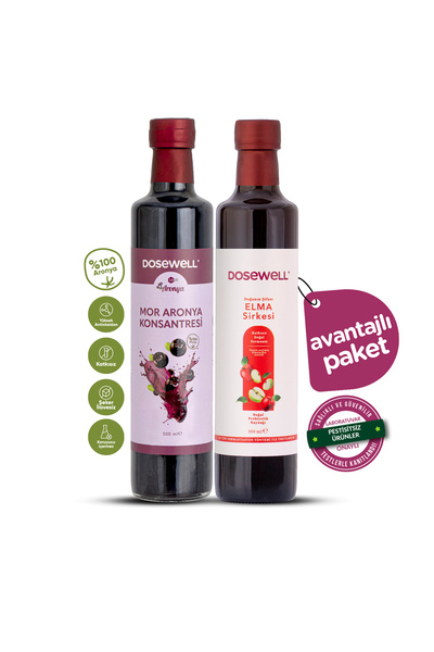 Dosewell Mor Aronya Konsantresi ve Elma Sirkesi | Doğal Konsantre & Fermantasyon Sirke