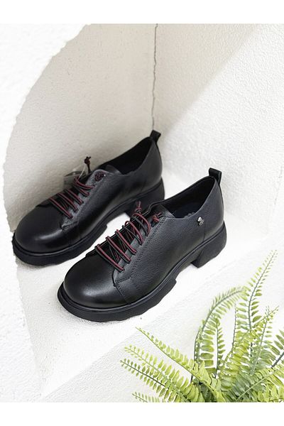 Venüs 2553801K Double Rubber Laceing Khaki Leather Thick Sole Orthopedic Daily Shoes for Women