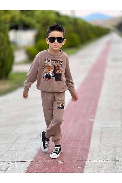 KGN GİYİM Boy's 3 Threads Unsharped Bottom Top Set
