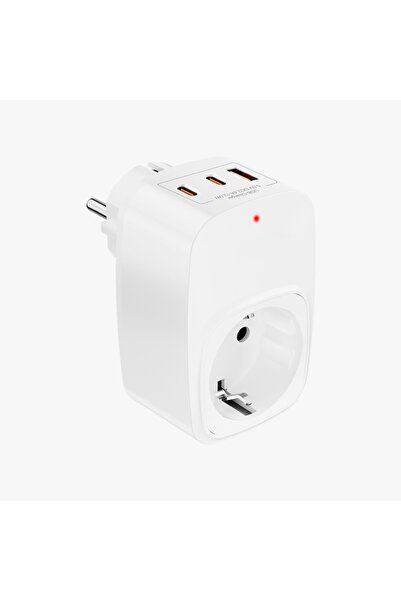 MATECHNO Çoklu Yüksek Voltaj Korumalı Duvar Prizi 2X Type-C 1X USB Çıkışlı Priz Grup Priz Çoğaltıcı