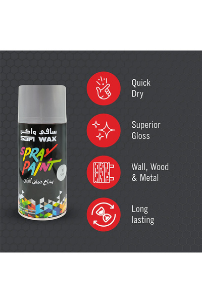 SAFI WAX Spray Paint Silver SFW-P-36 – Quick Dry Gloss Finish for Multiple Surfaces 400ml