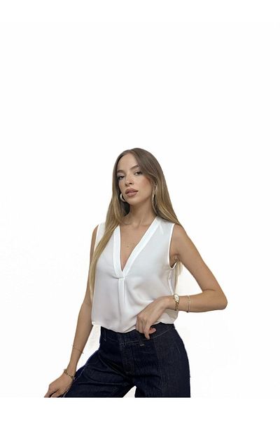 PROTO SUIT Sleeveless V-Neck Blouse
