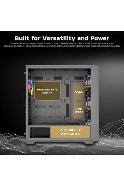 Twisted Minds Storm Rider-04 Gaming Mid-Tower Computer Case, Supports EATX/ATX/MATX/Mini-ITX with 3