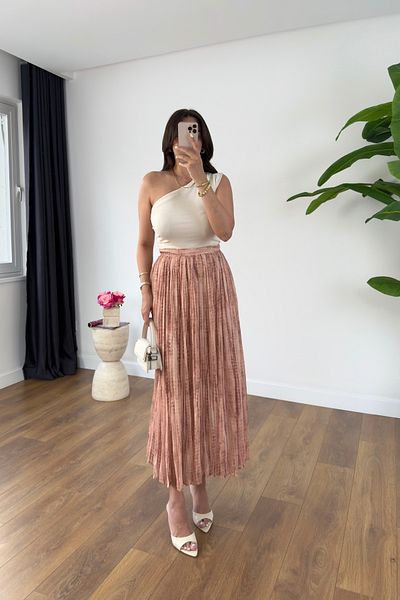 BİRCANÇİL Benkas Powder Patterned Lined Skirt