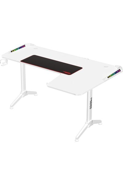 Twisted Minds L-Shaped Gaming Desk, White