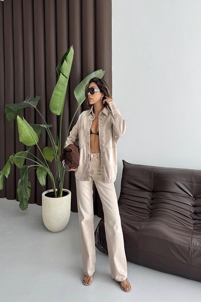 XRAY JEANS Women's Baggy Wide Leg Palazzo Cream Jeans