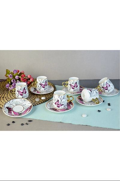 PRATİKOBA Floral Porcelain Coffee Cup Royaleks-82454