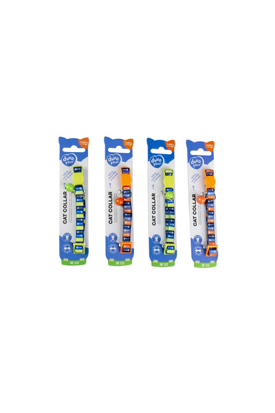 Duvo طوق قطط نايلون بألوان مختلطة 20 - 30 سم / 10 مم عظام بنمط سمكة - قطعة واحدة