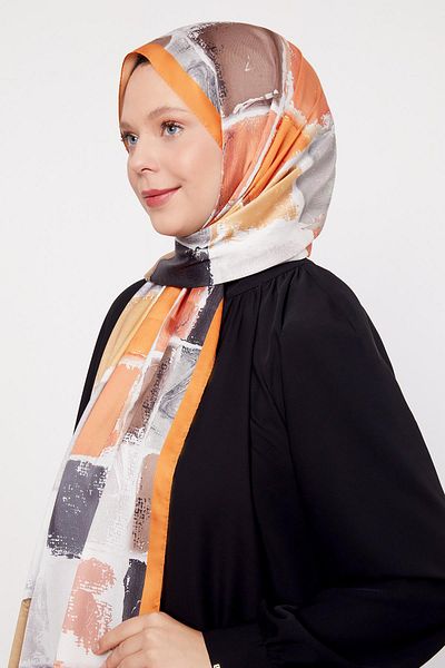 Levidor Şal din twill cu model pătrat portocaliu