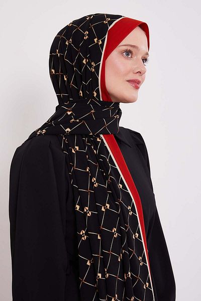 Levidor Red Gilded Baklava Pattern Medina Silk Shawl