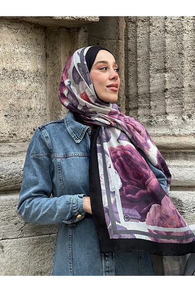 Tesettür Diyarı Rose Pattern Bamboo Shawl