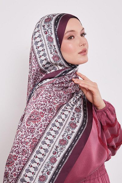 Levidor Plum Mini Flower Indian Silk Shawl