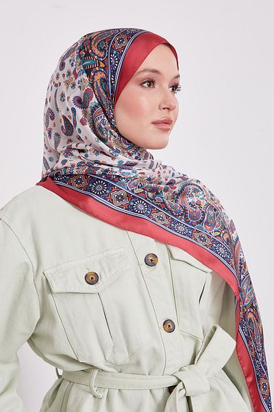 Levidor Red Mixed Flower Indian Silk Shawl
