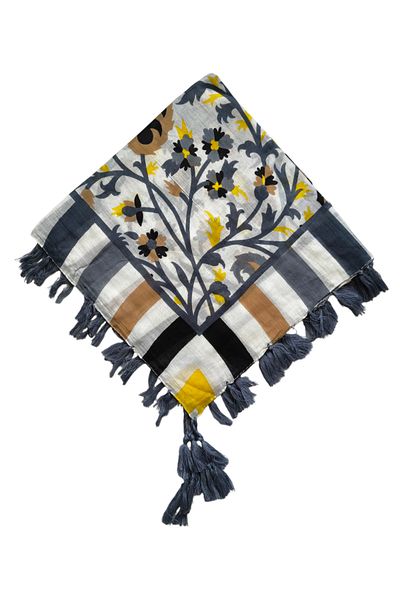 kızca Indian Silk Scarf Coffee Yellow
