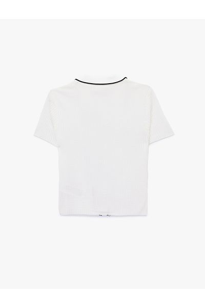 Koton Pocket Detailed Buttoned Polo Neck Short Sleeve Knitwear Sweater