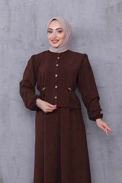 Monchoix Set Hijab dublu pentru femei, cu talie reglabilă, din țesătură Ayrobin