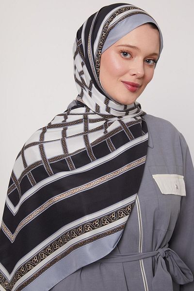Levidor Ice Blue Foil Pattern Love Shawl