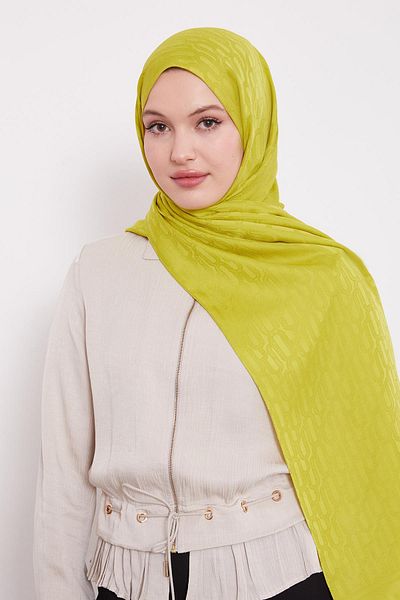Levidor Lime Paperclip Pattern Blue Jacquard Shawl