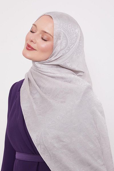 Levidor Silver Ethnic Pattern Italian Jacquard Shawl